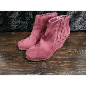 Sugar Juliette Maroon Wedge Ankle Boot Women/Sz. 8M EUC